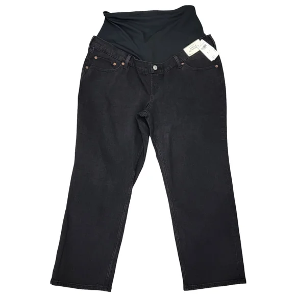 NWT Abercrombie & Fitch Maternity Ankle Straight Black Jeans Women’s 32 Short - Picture 3 of 17